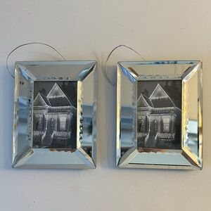 Restoration Hardware Set of Two Silver Mirrored Ornaments (picture frame)